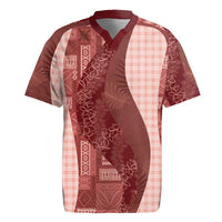 Polynesian Tribal Pattern Patchwork Picturesque Rugby Jersey Crimson LT7 Crimson - Polynesian Pride