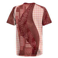 Polynesian Tribal Pattern Patchwork Picturesque Rugby Jersey Crimson LT7 - Polynesian Pride