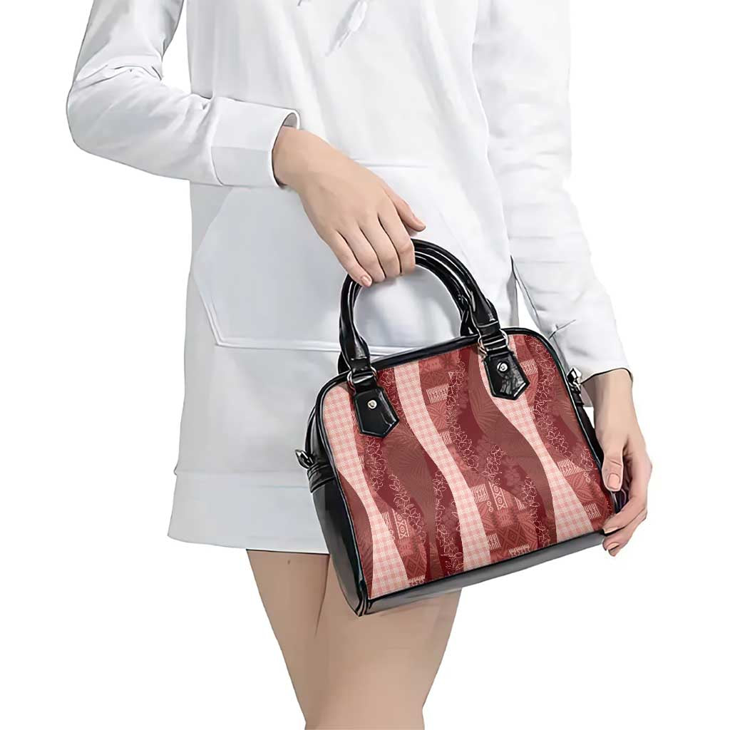 Polynesian Tribal Pattern Patchwork Picturesque Shoulder Handbag Crimson LT7 - Polynesian Pride