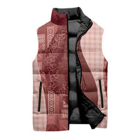 Polynesian Tribal Pattern Patchwork Picturesque Sleeveless Puffer Jacket Crimson LT7 - Polynesian Pride