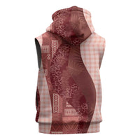 Polynesian Tribal Pattern Patchwork Picturesque Sleeveless Zip Hoodie Crimson LT7 - Polynesian Pride