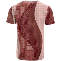 Polynesian Tribal Pattern Patchwork Picturesque T Shirt Crimson LT7 - Polynesian Pride