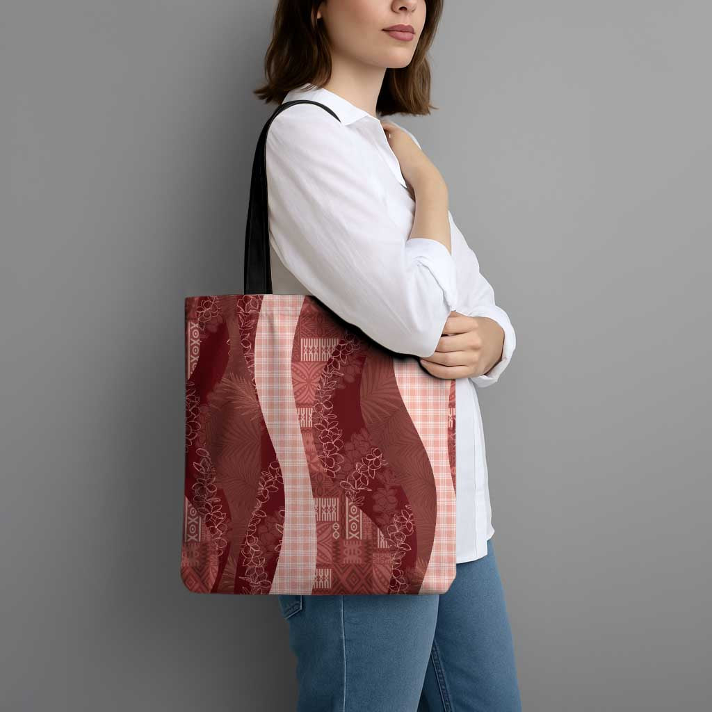Polynesian Tribal Pattern Patchwork Picturesque Tote Bag Crimson LT7 - Polynesian Pride
