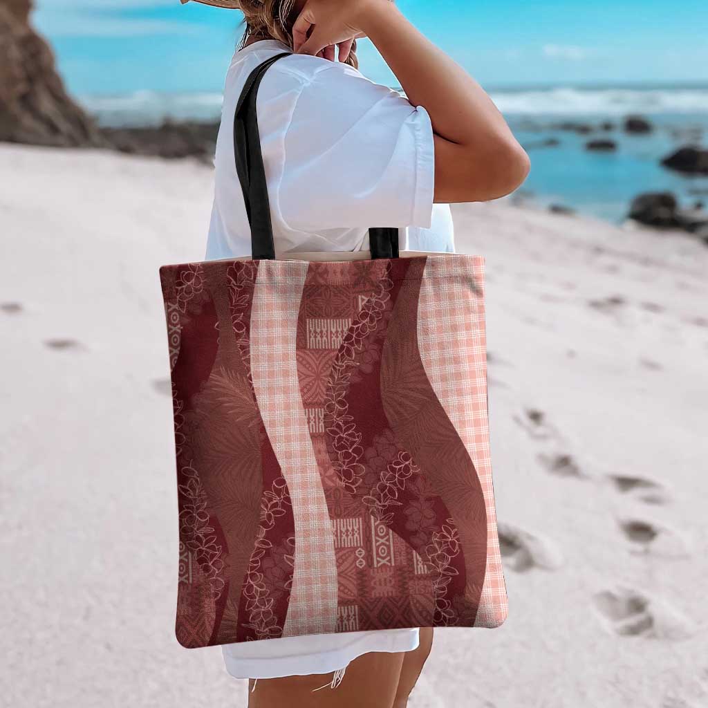Polynesian Tribal Pattern Patchwork Picturesque Tote Bag Crimson LT7 - Polynesian Pride