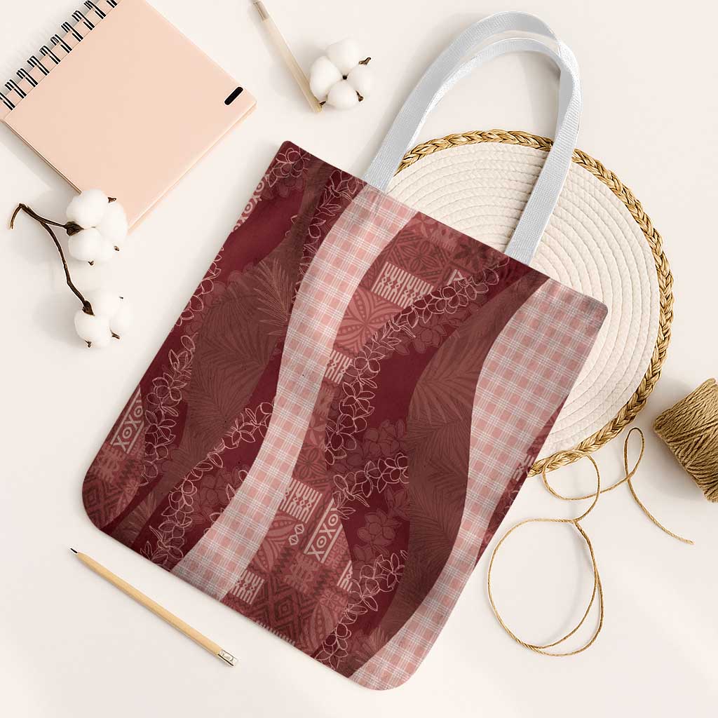 Polynesian Tribal Pattern Patchwork Picturesque Tote Bag Crimson LT7 White Strap One Size Crimson - Polynesian Pride