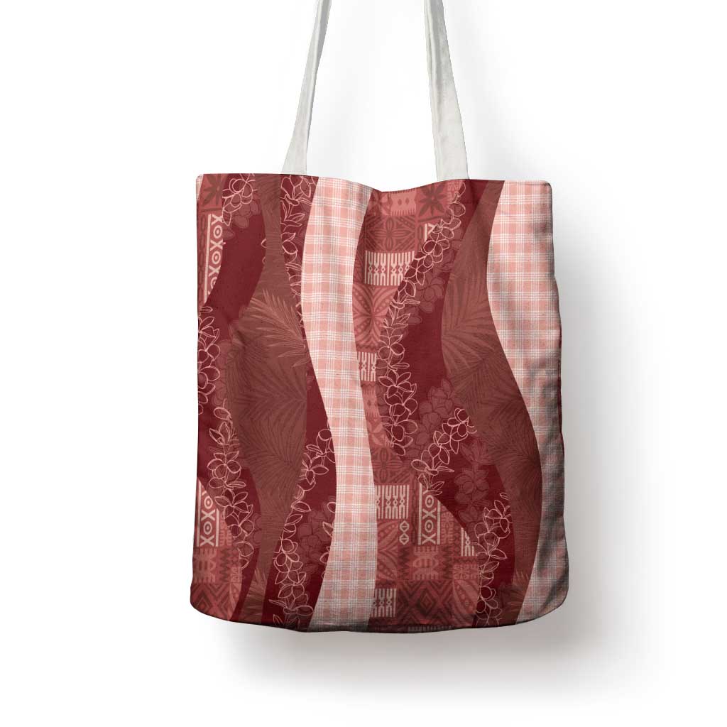 Polynesian Tribal Pattern Patchwork Picturesque Tote Bag Crimson LT7 - Polynesian Pride
