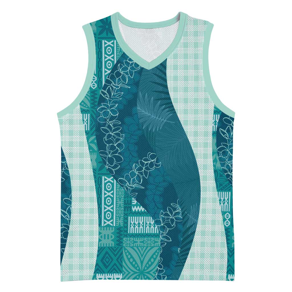 Polynesian Tribal Pattern Patchwork Picturesque Basketball Jersey Oceanic LT7 Unisex Blue - Polynesian Pride