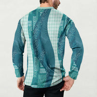 Polynesian Tribal Pattern Patchwork Picturesque Button Sweatshirt Oceanic LT7 - Polynesian Pride
