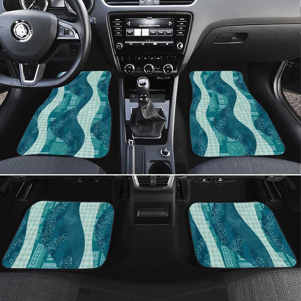 Polynesian Tribal Pattern Patchwork Picturesque Car Mats Oceanic LT7 Set 4pcs Blue - Polynesian Pride