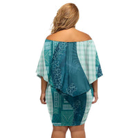 Polynesian Tribal Pattern Patchwork Picturesque Family Matching Off Shoulder Short Dress and Hawaiian Shirt Oceanic LT7 - Polynesian Pride