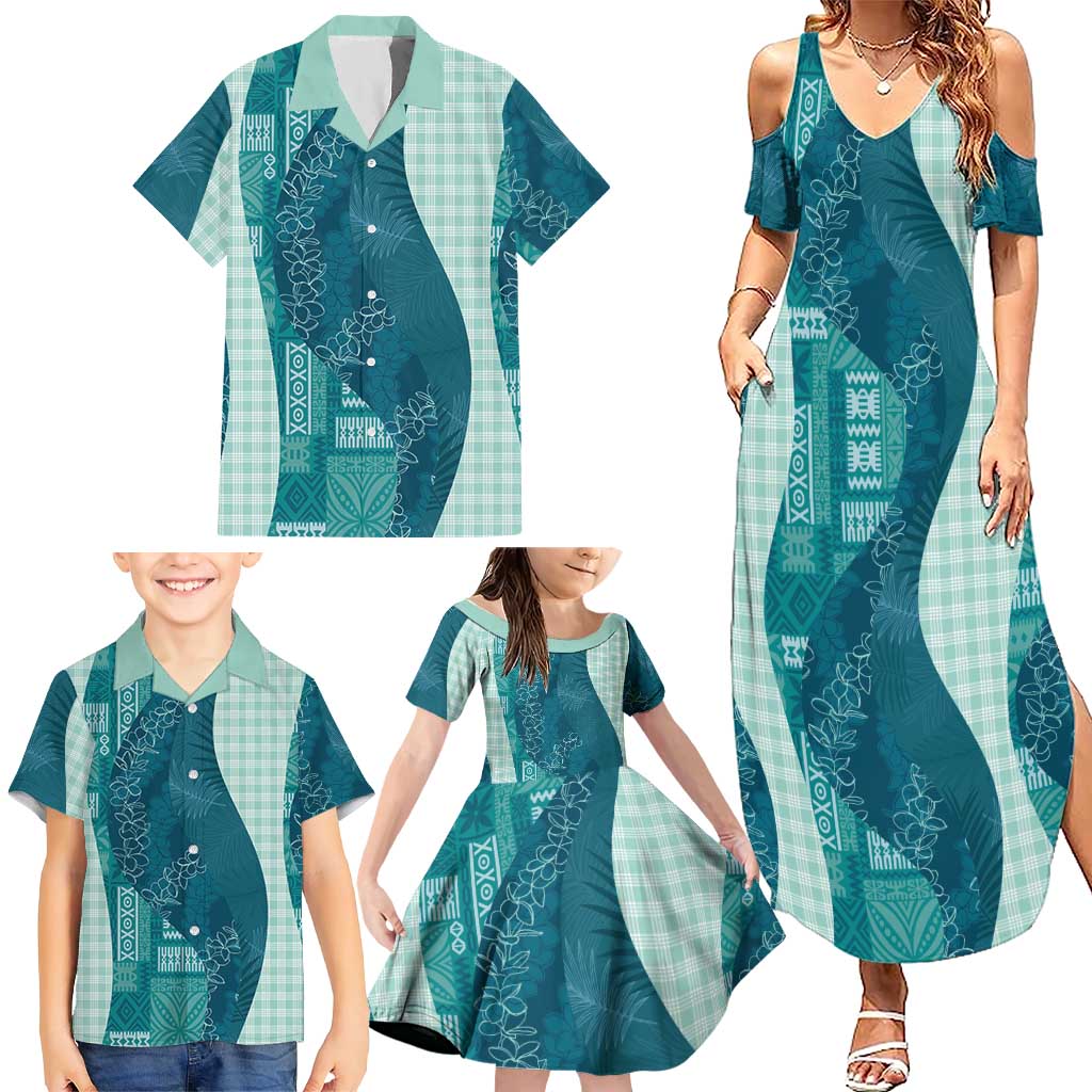 Polynesian Tribal Pattern Patchwork Picturesque Family Matching Summer Maxi Dress and Hawaiian Shirt Oceanic