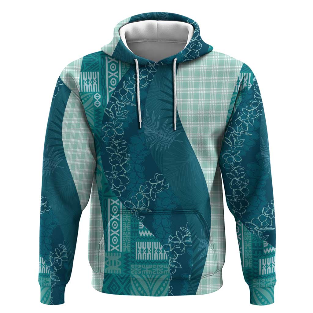 Polynesian Tribal Pattern Patchwork Picturesque Hoodie Oceanic LT7 Pullover Hoodie Blue - Polynesian Pride