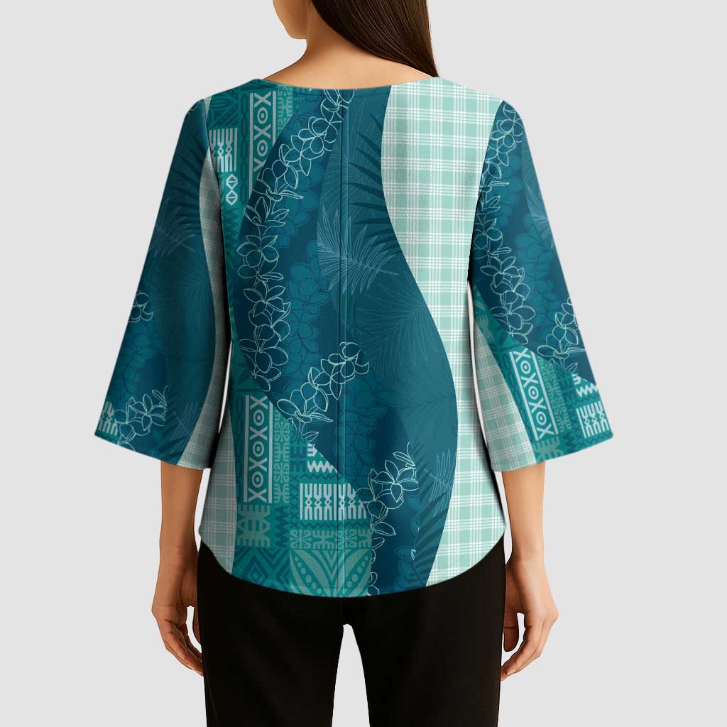 Polynesian Tribal Pattern Patchwork Picturesque Kimono Sleeve Blouse Oceanic LT7 - Polynesian Pride