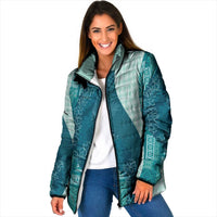 Polynesian Tribal Pattern Patchwork Picturesque Padded Jacket Oceanic LT7 Women Blue - Polynesian Pride