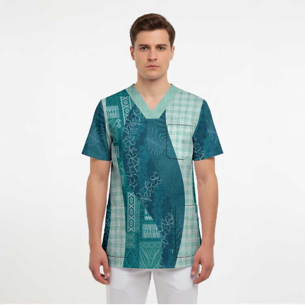 Polynesian Tribal Pattern Patchwork Picturesque Scrub Top Oceanic LT7 - Polynesian Pride