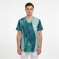 Polynesian Tribal Pattern Patchwork Picturesque Scrub Top Oceanic LT7 - Polynesian Pride