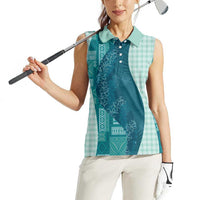Polynesian Tribal Pattern Patchwork Picturesque Women Sleeveless Polo Shirt Oceanic LT7 - Polynesian Pride