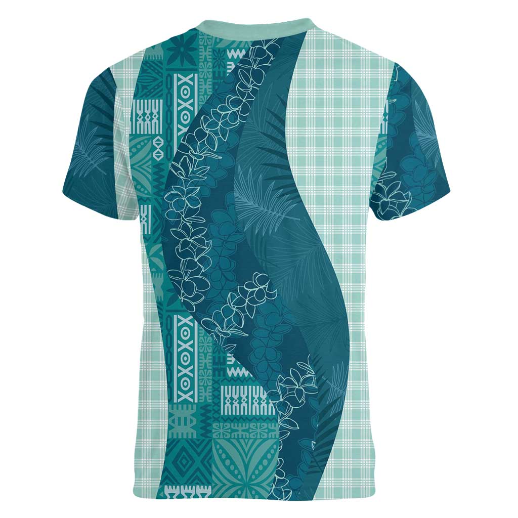Polynesian Tribal Pattern Patchwork Picturesque Women V-Neck T-Shirt Oceanic LT7 - Polynesian Pride