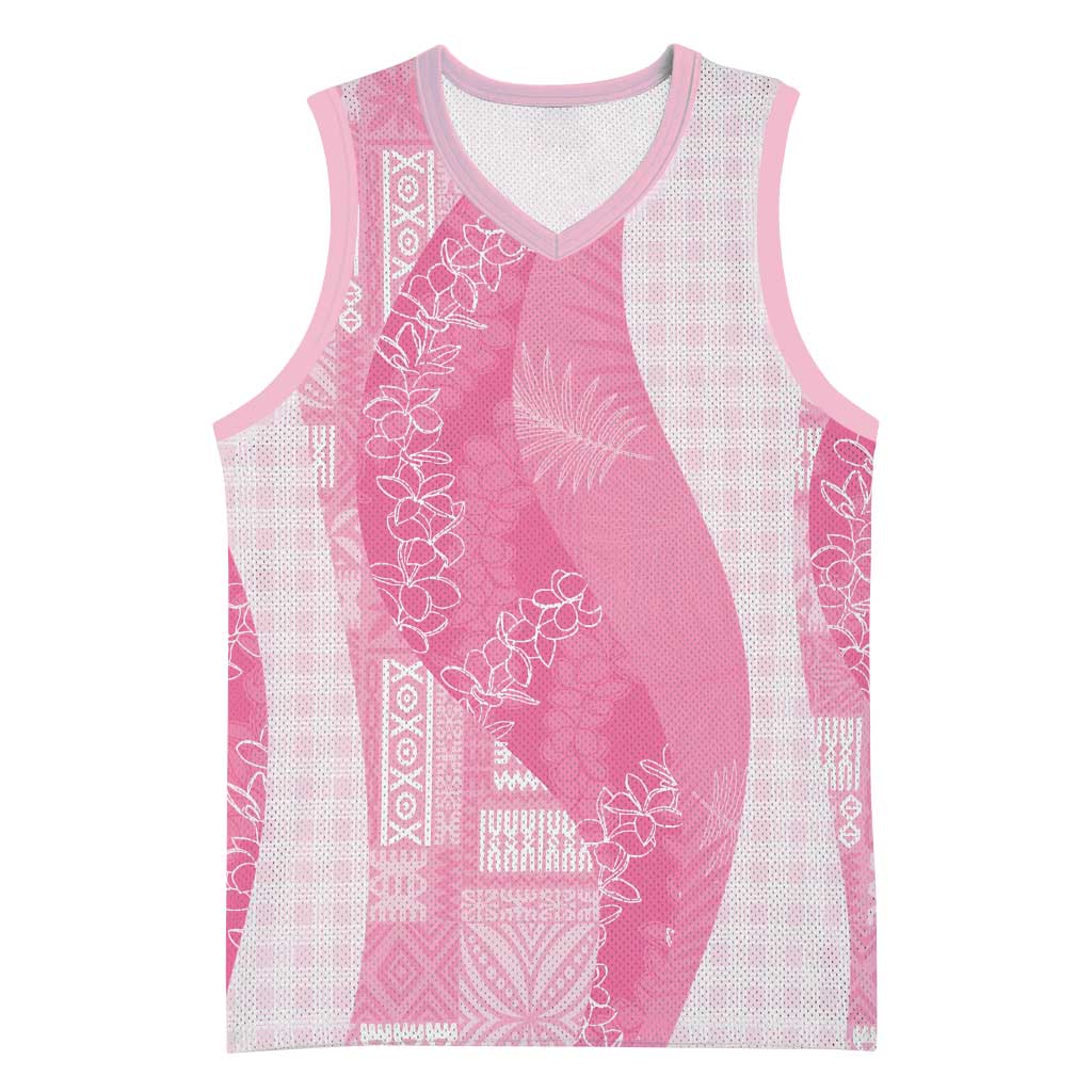 Polynesian Tribal Pattern Patchwork Picturesque Basketball Jersey Rose Pink LT7 Unisex Rose Pink - Polynesian Pride