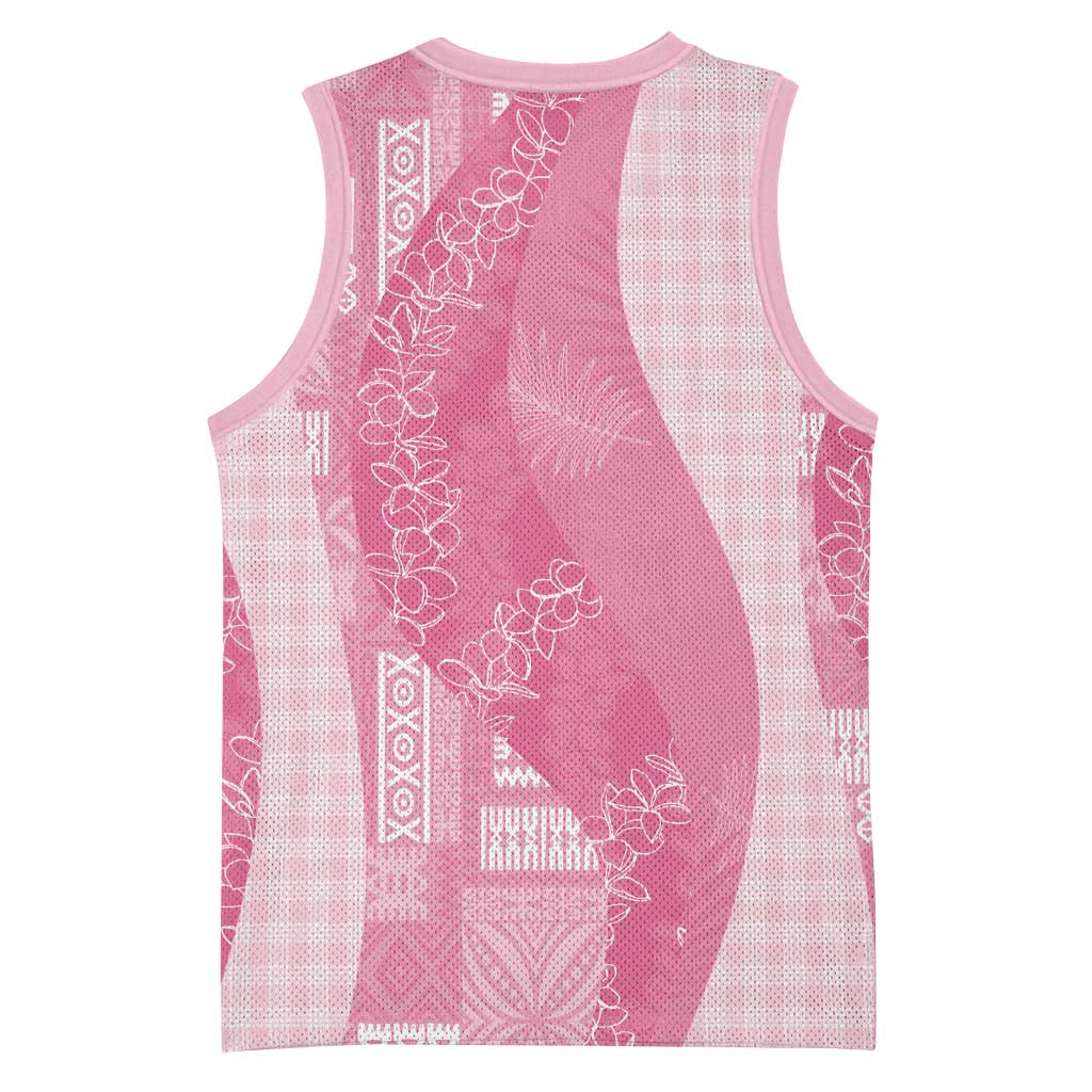 Polynesian Tribal Pattern Patchwork Picturesque Basketball Jersey Rose Pink LT7 - Polynesian Pride