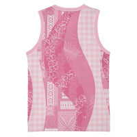 Polynesian Tribal Pattern Patchwork Picturesque Basketball Jersey Rose Pink LT7 - Polynesian Pride