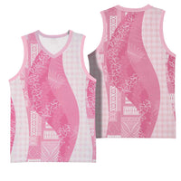 Polynesian Tribal Pattern Patchwork Picturesque Basketball Jersey Rose Pink LT7 - Polynesian Pride