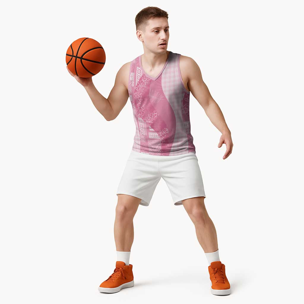 Polynesian Tribal Pattern Patchwork Picturesque Basketball Jersey Rose Pink LT7 - Polynesian Pride