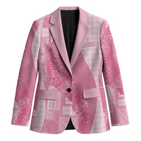 Polynesian Tribal Pattern Patchwork Picturesque Blazer Rose Pink LT7 Unisex Rose Pink - Polynesian Pride