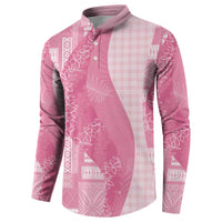 Polynesian Tribal Pattern Patchwork Picturesque Button Sweatshirt Rose Pink LT7 - Polynesian Pride