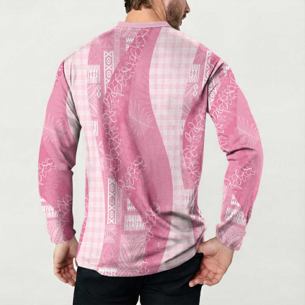 Polynesian Tribal Pattern Patchwork Picturesque Button Sweatshirt Rose Pink LT7 - Polynesian Pride