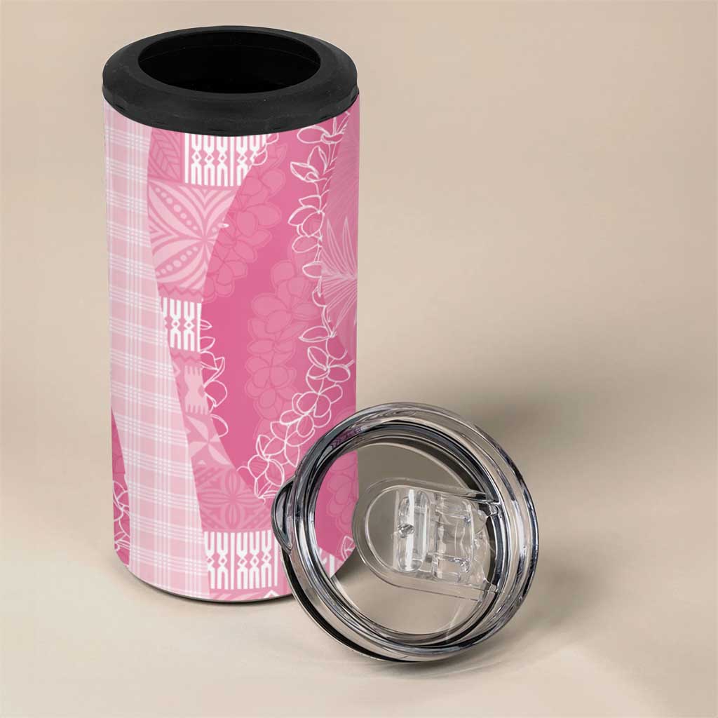 Polynesian Tribal Pattern Patchwork Picturesque 4 in 1 Can Cooler Tumbler Rose Pink LT7 - Polynesian Pride