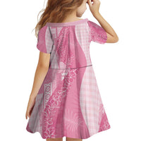 Polynesian Tribal Pattern Patchwork Picturesque Family Matching Off The Shoulder Long Sleeve Dress and Hawaiian Shirt Rose Pink LT7 - Polynesian Pride