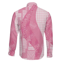 Polynesian Tribal Pattern Patchwork Picturesque Family Matching Off The Shoulder Long Sleeve Dress and Hawaiian Shirt Rose Pink LT7 - Polynesian Pride