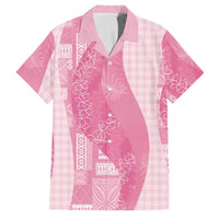 Polynesian Tribal Pattern Patchwork Picturesque Family Matching Puletasi and Hawaiian Shirt Rose Pink LT7 Dad's Shirt - Short Sleeve Rose Pink - Polynesian Pride