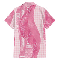 Polynesian Tribal Pattern Patchwork Picturesque Family Matching Short Sleeve Bodycon Dress and Hawaiian Shirt Rose Pink LT7 - Polynesian Pride