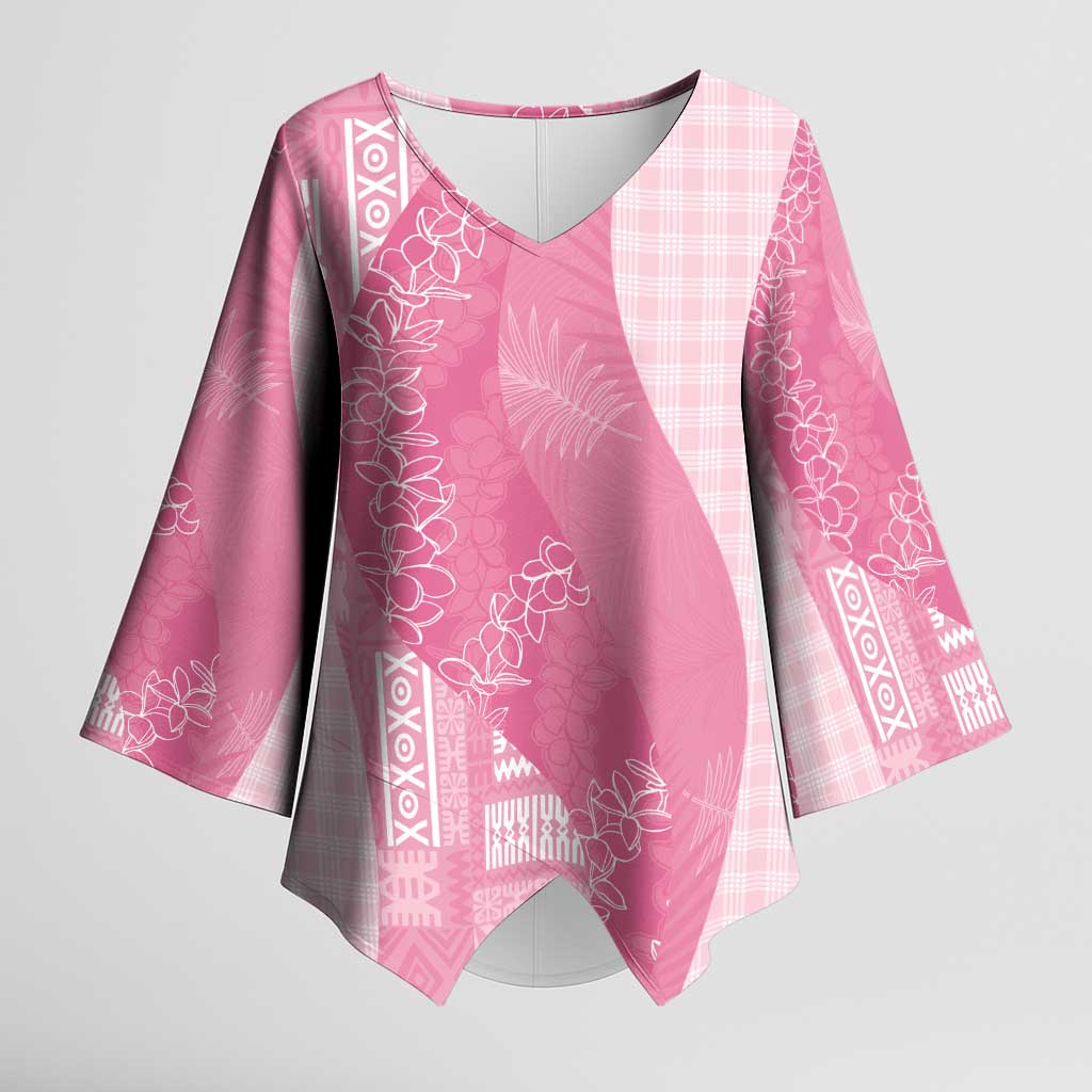 Polynesian Tribal Pattern Patchwork Picturesque Kimono Sleeve Blouse Rose Pink LT7 Female Rose Pink - Polynesian Pride