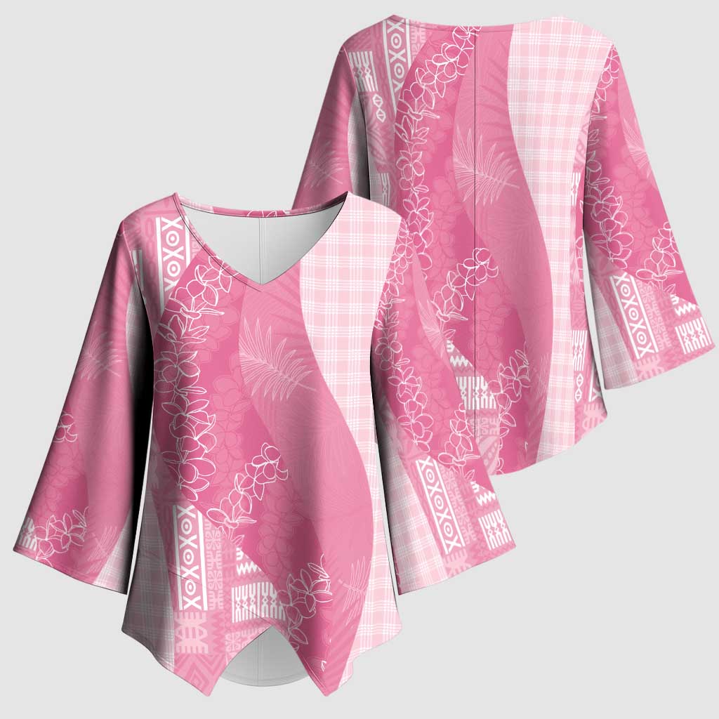 Polynesian Tribal Pattern Patchwork Picturesque Kimono Sleeve Blouse Rose Pink LT7 - Polynesian Pride