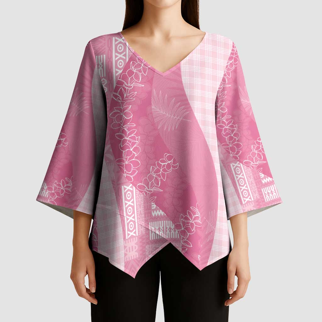 Polynesian Tribal Pattern Patchwork Picturesque Kimono Sleeve Blouse Rose Pink LT7 - Polynesian Pride