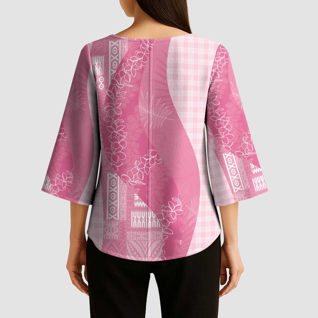 Polynesian Tribal Pattern Patchwork Picturesque Kimono Sleeve Blouse Rose Pink LT7 - Polynesian Pride