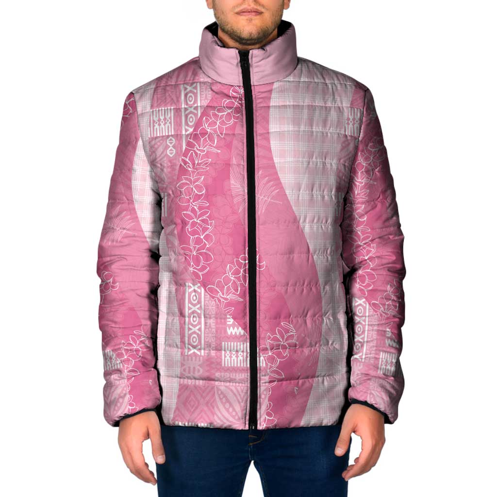 Polynesian Tribal Pattern Patchwork Picturesque Padded Jacket Rose Pink LT7 Men Rose Pink - Polynesian Pride