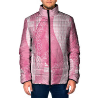 Polynesian Tribal Pattern Patchwork Picturesque Padded Jacket Rose Pink LT7 Men Rose Pink - Polynesian Pride
