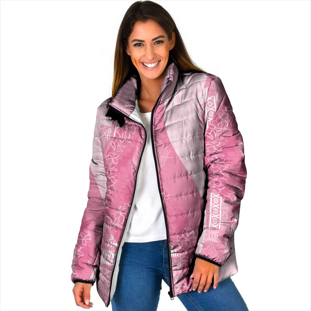 Polynesian Tribal Pattern Patchwork Picturesque Padded Jacket Rose Pink LT7 Women Rose Pink - Polynesian Pride