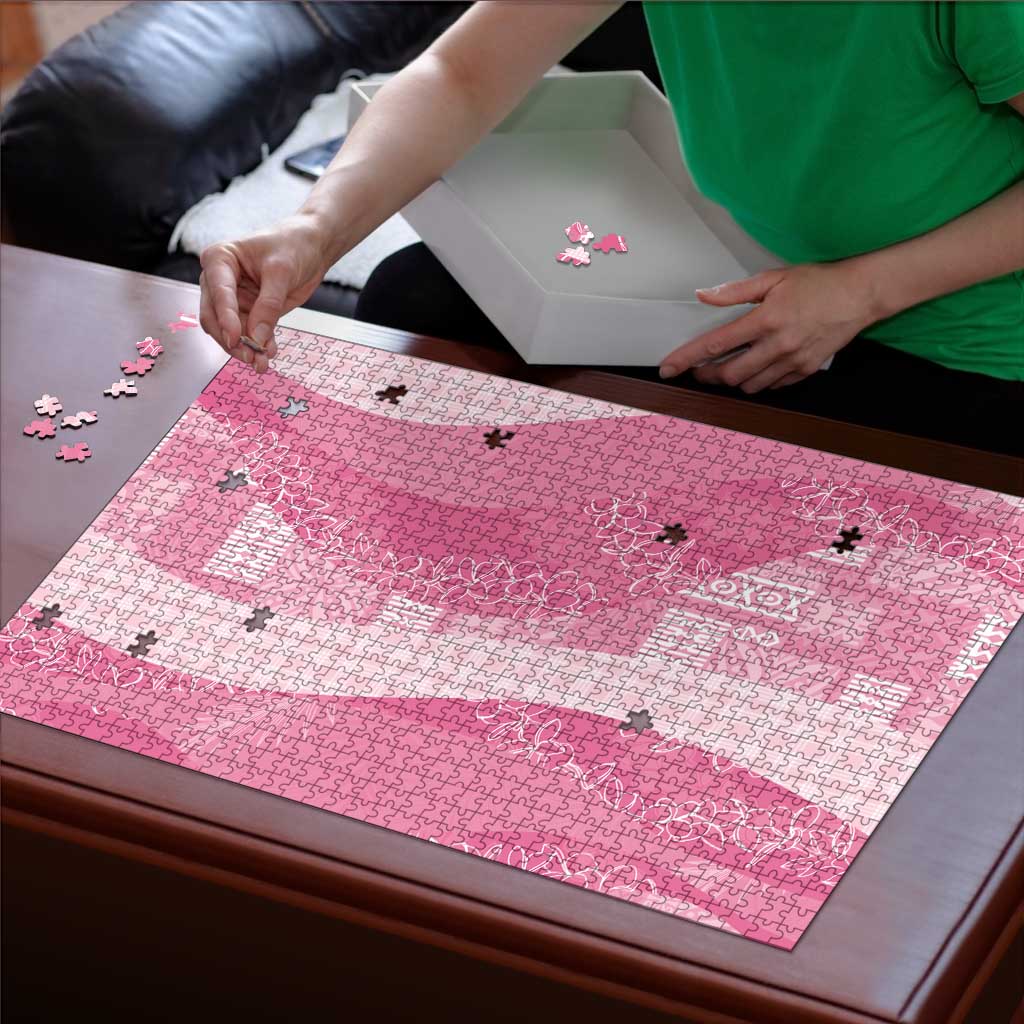 Polynesian Tribal Pattern Patchwork Picturesque Puzzle Rose Pink LT7 - Polynesian Pride