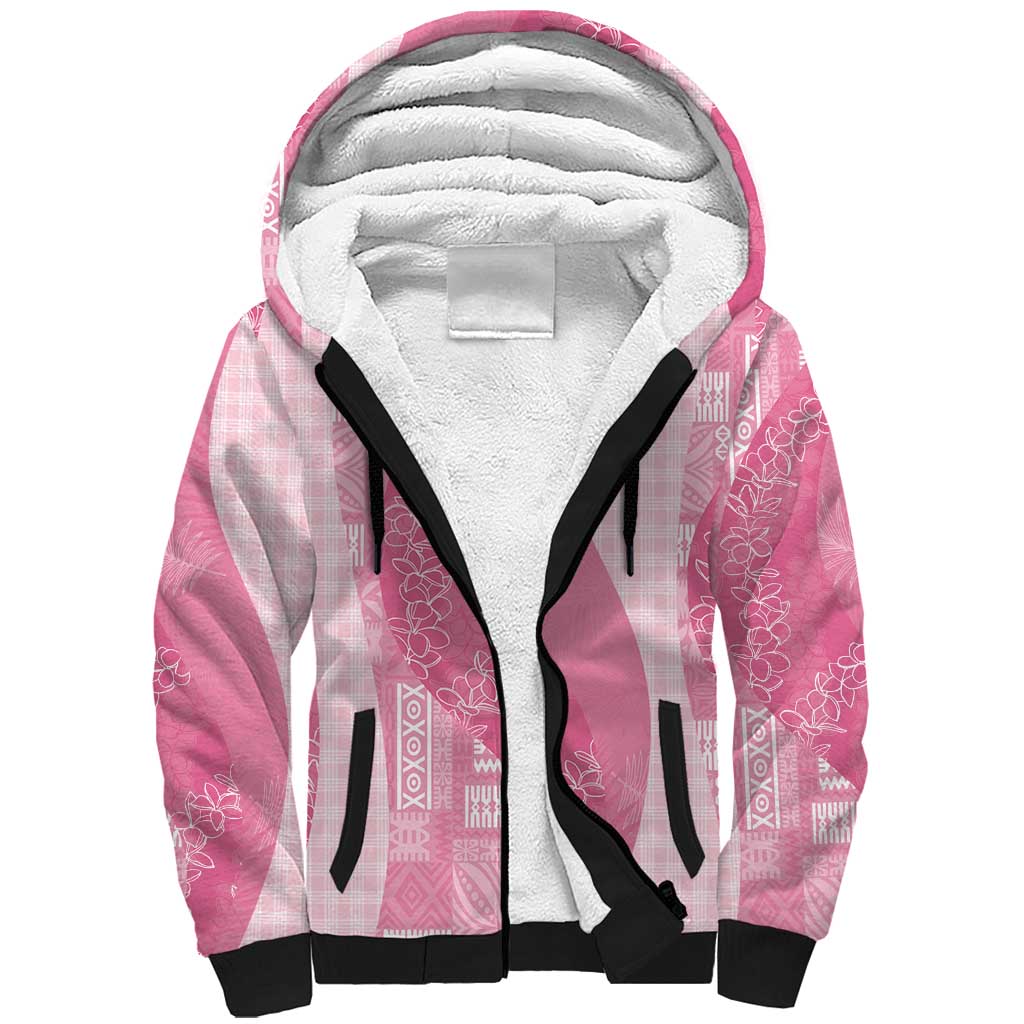 Polynesian Tribal Pattern Patchwork Picturesque Sherpa Hoodie Rose Pink LT7 Unisex Rose Pink - Polynesian Pride