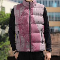 Polynesian Tribal Pattern Patchwork Picturesque Sleeveless Puffer Jacket Rose Pink LT7 - Polynesian Pride