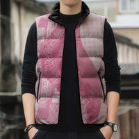 Polynesian Tribal Pattern Patchwork Picturesque Sleeveless Puffer Jacket Rose Pink LT7 - Polynesian Pride