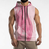 Polynesian Tribal Pattern Patchwork Picturesque Sleeveless Zip Hoodie Rose Pink LT7 - Polynesian Pride