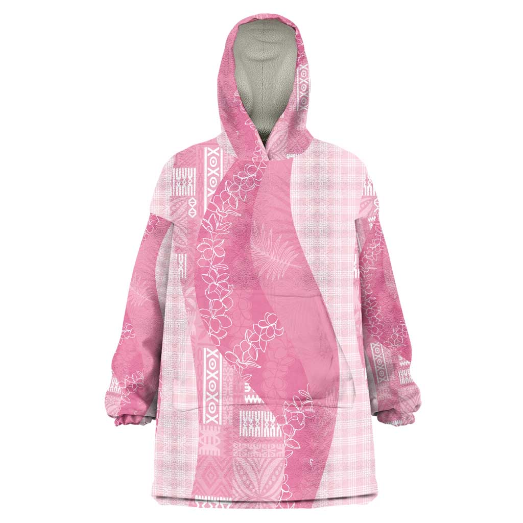 Polynesian Tribal Pattern Patchwork Picturesque Wearable Blanket Hoodie Rose Pink LT7 One Size Rose Pink - Polynesian Pride