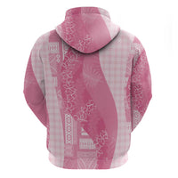 Polynesian Tribal Pattern Patchwork Picturesque Zip Hoodie Rose Pink LT7 - Polynesian Pride