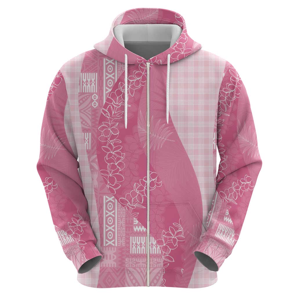 Polynesian Tribal Pattern Patchwork Picturesque Zip Hoodie Rose Pink LT7 - Polynesian Pride